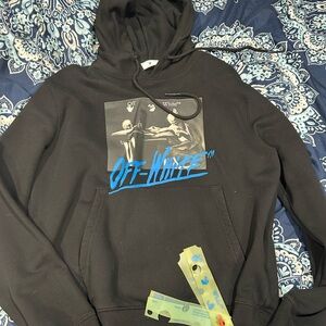 Off-White Black and Blue Graphic Hoodie